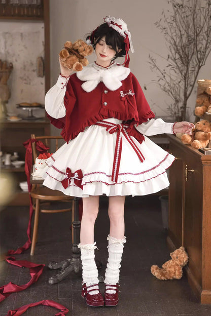 Sweet Lolita Dress - Red Vow, 2 Colors, Stand Collar, Ruffled, Layered - additional product view 12