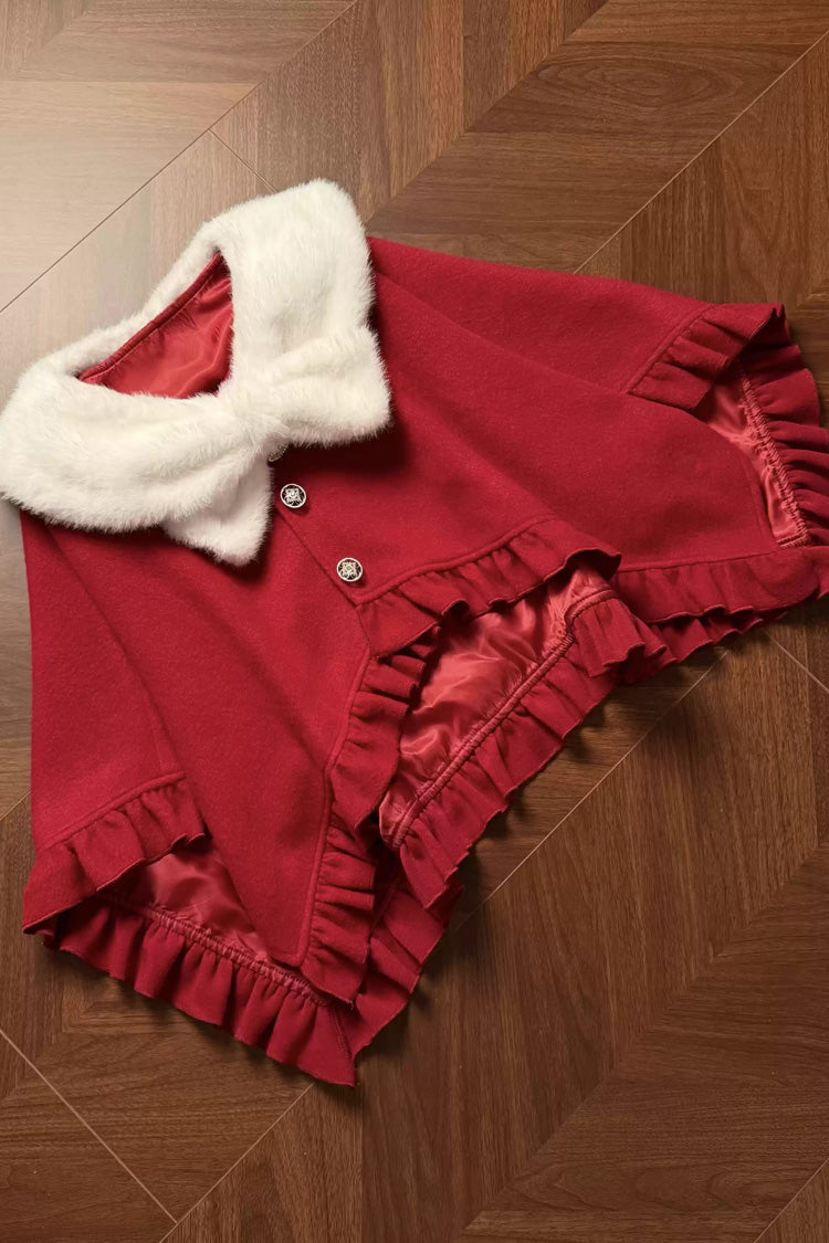 Sweet Lolita Dress - Red Vow, 2 Colors, Stand Collar, Ruffled, Layered - additional product view 13