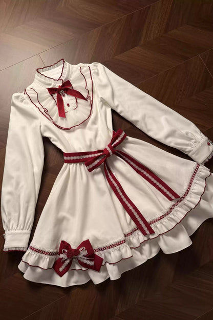 Sweet Lolita Dress - Red Vow, 2 Colors, Stand Collar, Ruffled, Layered - additional product view 14