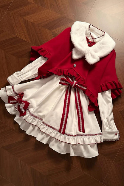 Sweet Lolita Dress - Red Vow, 2 Colors, Stand Collar, Ruffled, Layered - additional product view 15