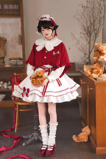Sweet Lolita Dress - Red Vow, 2 Colors, Stand Collar, Ruffled, Layered - main product image