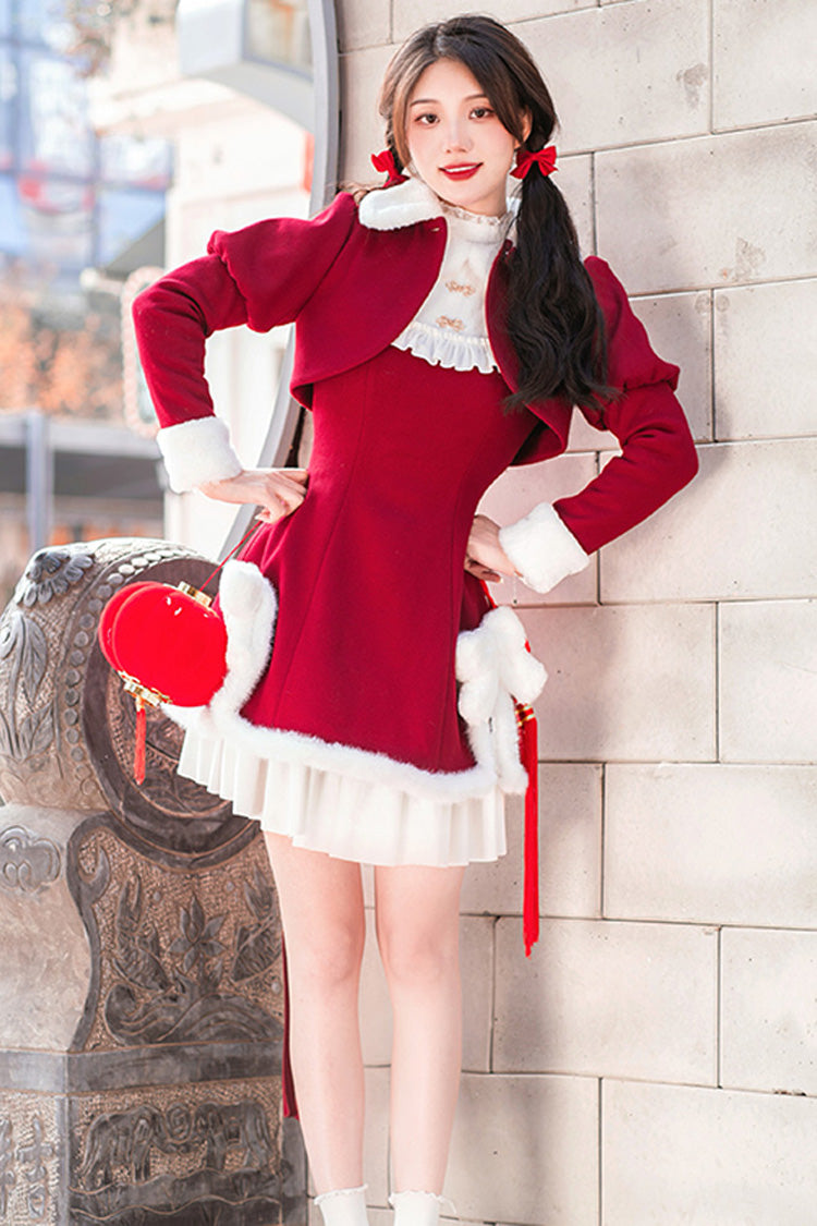 Sweet Lolita Dress - Red/white, 2 Colors, Bow Detail - Tea Party Dress - additional product view 2