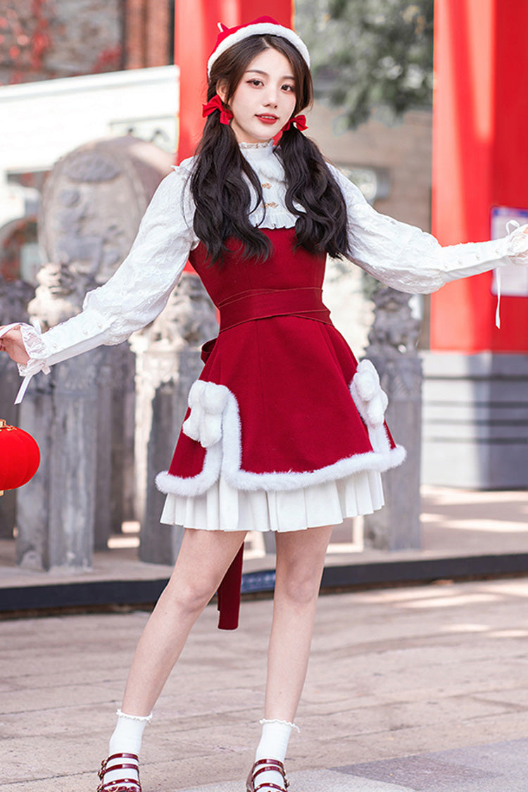 Sweet Lolita Dress - Red/white, 2 Colors, Bow Detail - Tea Party Dress - additional product view 4