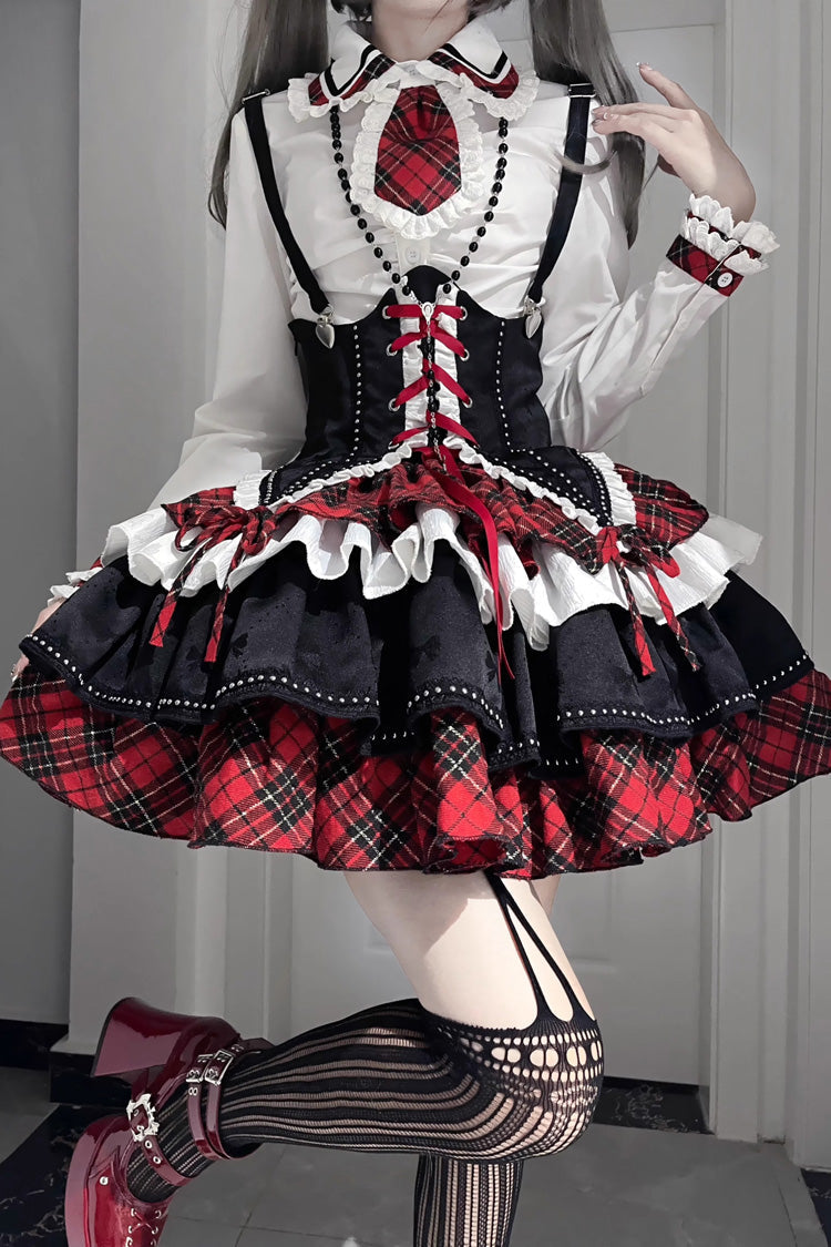 Sweet Lolita Dress - Red/white/black Multi-layer, 3 Colors, Gothic Style, Ruffled - additional product view 3