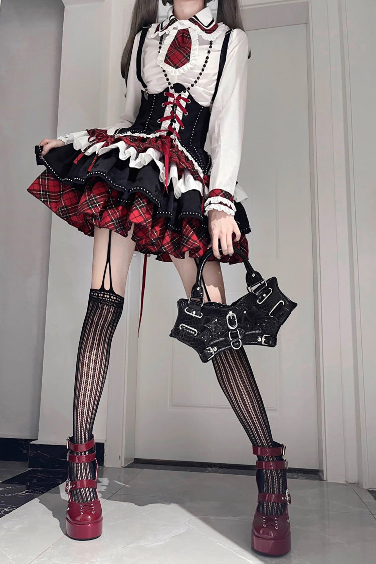 Sweet Lolita Dress - Red/white/black Multi-layer, 3 Colors, Gothic Style, Ruffled - additional product view 4