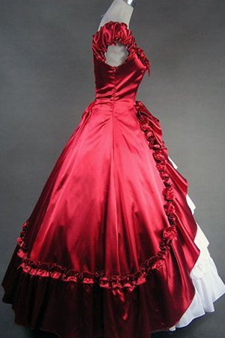 Sweet Lolita Dress - Red/white Cotton Square Collar, 2 Colors, Square Collar, Bow Detail - additional product view 2