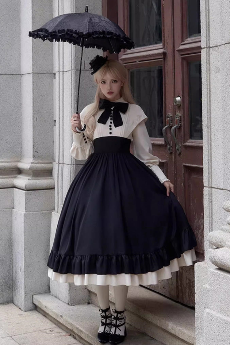 Sweet Lolita Dress - Rose, 2 Colors, Long Sleeves, Bow Detail, Ruffled - additional product view 2