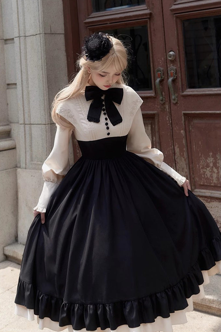 Sweet Lolita Dress - Rose, 2 Colors, Long Sleeves, Bow Detail, Ruffled - additional product view 4