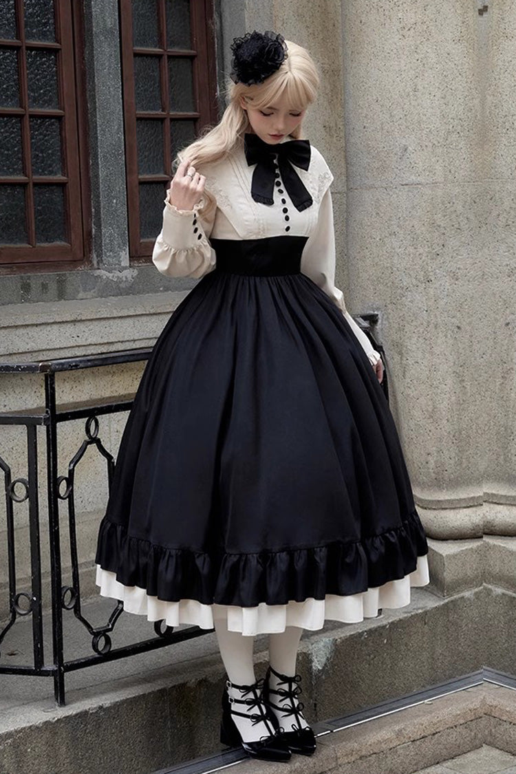 Sweet Lolita Dress - Rose, 2 Colors, Long Sleeves, Bow Detail, Ruffled - additional product view 5