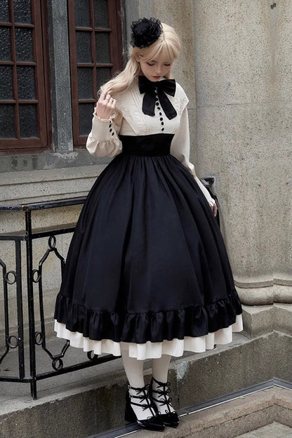 Sweet Lolita Dress - Rose, 2 Colors, Long Sleeves, Bow Detail, Ruffled - additional product view 5