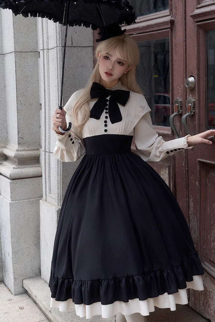 Sweet Lolita Dress - Rose, 2 Colors, Long Sleeves, Bow Detail, Ruffled - additional product view 7