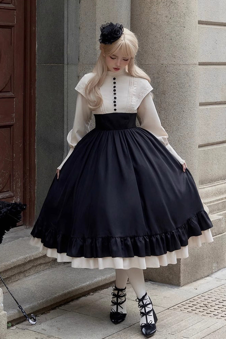 Sweet Lolita Dress - Rose, 2 Colors, Long Sleeves, Bow Detail, Ruffled - additional product view 8