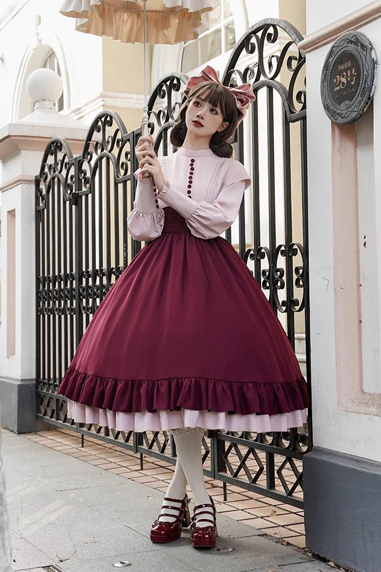 Sweet Lolita Dress - Rose, 2 Colors, Long Sleeves, Bow Detail, Ruffled - additional product view 15