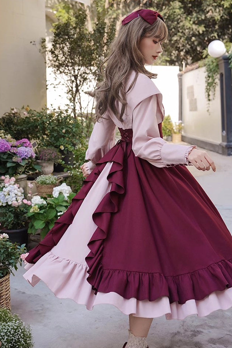 Sweet Lolita Dress - Rose, 2 Colors, Long Sleeves, Bow Detail, Ruffled - additional product view 18