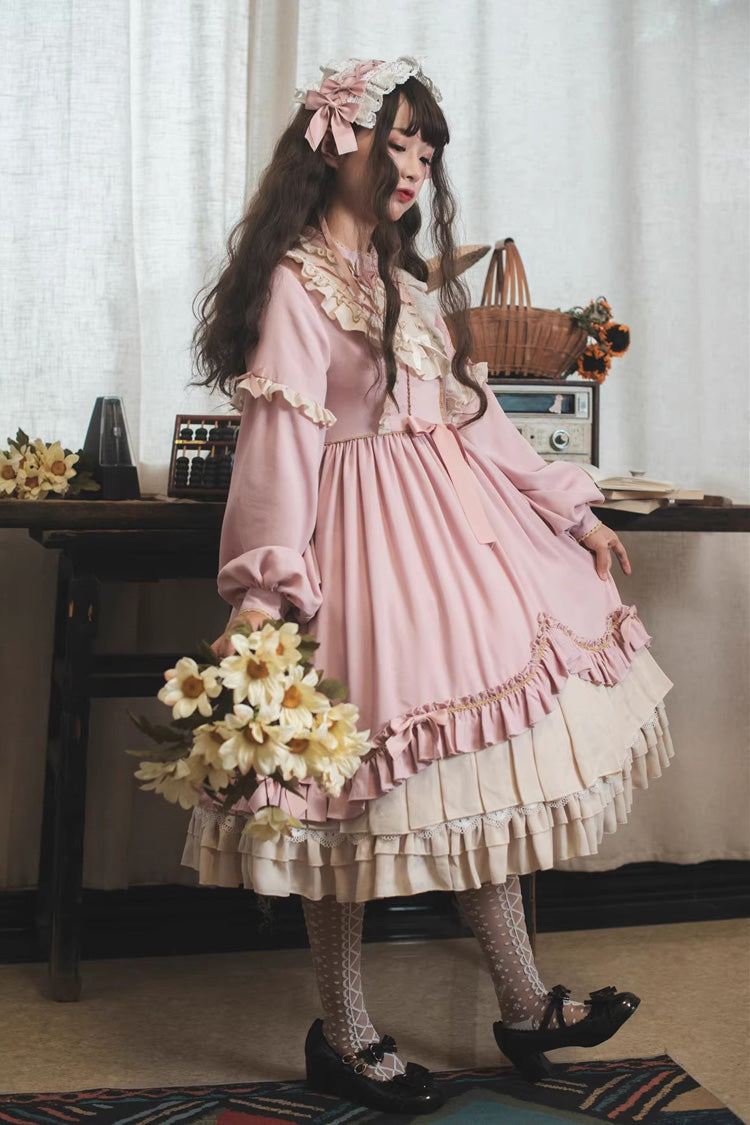 Sweet Lolita Dress - Ruffle Bowknot Daily Princess, Pink, Bow Detail, Ruffled - additional product view 4