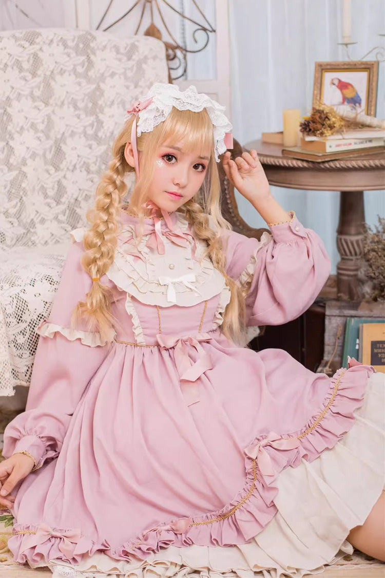 Sweet Lolita Dress - Ruffle Bowknot Daily Princess, Pink, Bow Detail, Ruffled - additional product view 7