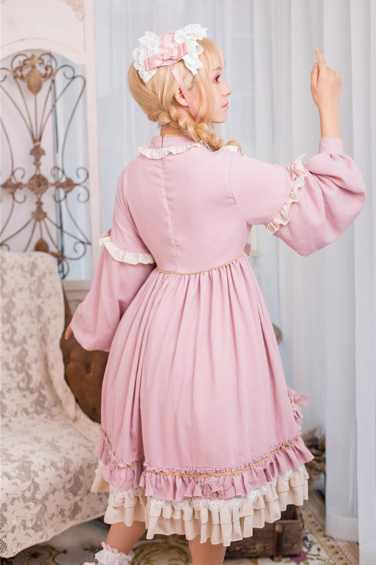 Sweet Lolita Dress - Ruffle Bowknot Daily Princess, Pink, Bow Detail, Ruffled - additional product view 8