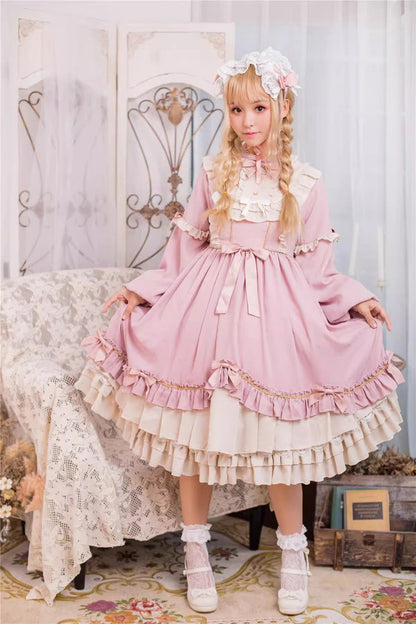 Sweet Lolita Dress - Ruffle Bowknot Daily Princess, Pink, Bow Detail, Ruffled - additional product view 9