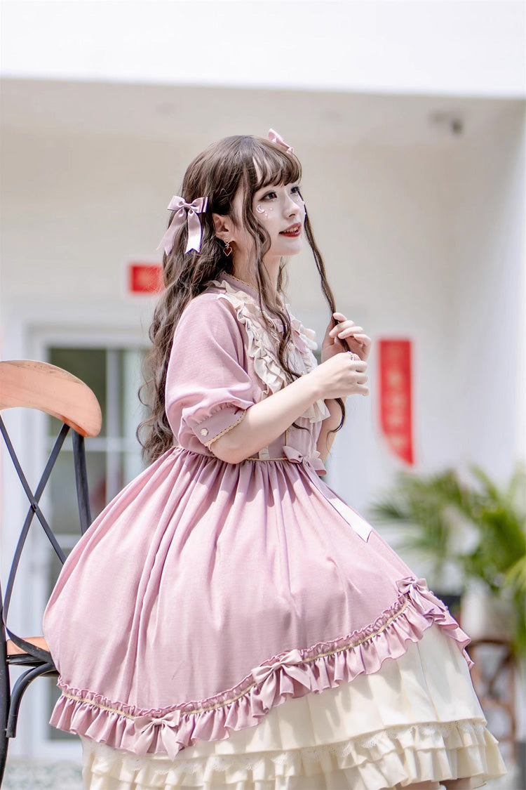 Sweet Lolita Dress - Ruffle Bowknot Daily Princess, Pink, Bow Detail, Ruffled - additional product view 10