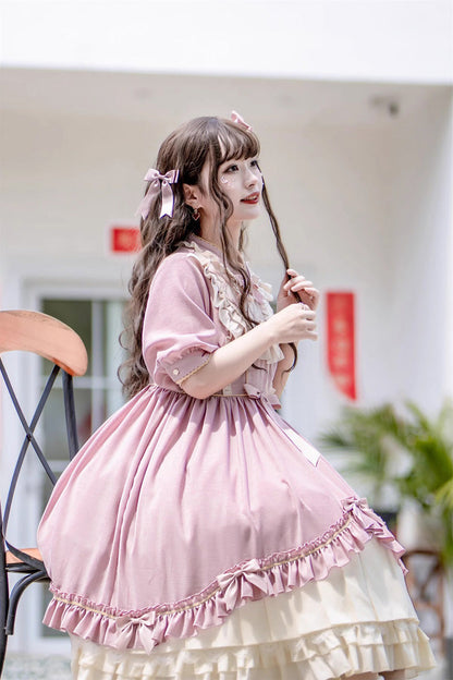 Sweet Lolita Dress - Ruffle Bowknot Daily Princess, Pink, Bow Detail, Ruffled - additional product view 10
