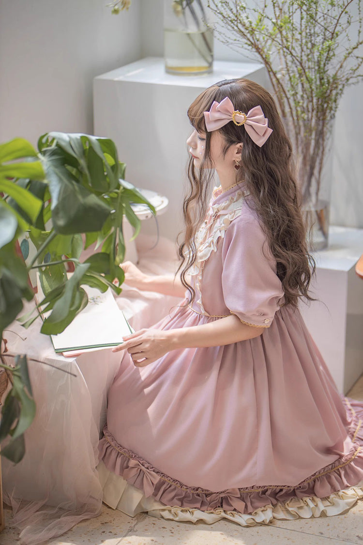 Sweet Lolita Dress - Ruffle Bowknot Daily Princess, Pink, Bow Detail, Ruffled - additional product view 13