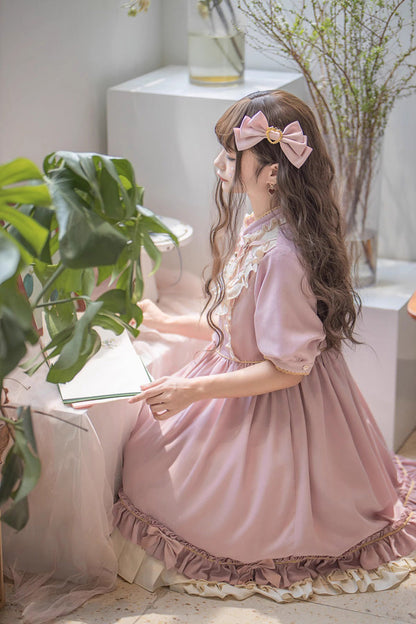 Sweet Lolita Dress - Ruffle Bowknot Daily Princess, Pink, Bow Detail, Ruffled - additional product view 13