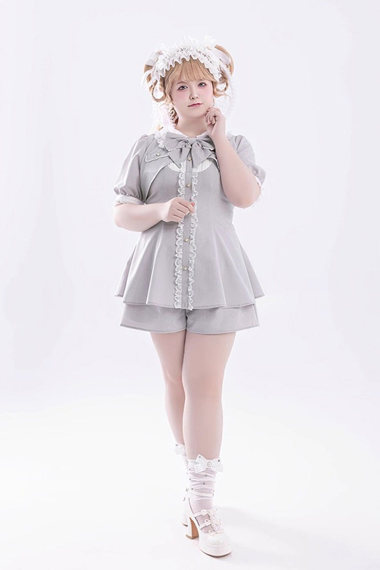 Sweet Lolita Dress - Ruffle Bowknot Fake Two, Gray, Bow Detail, Ruffled - additional product view 10