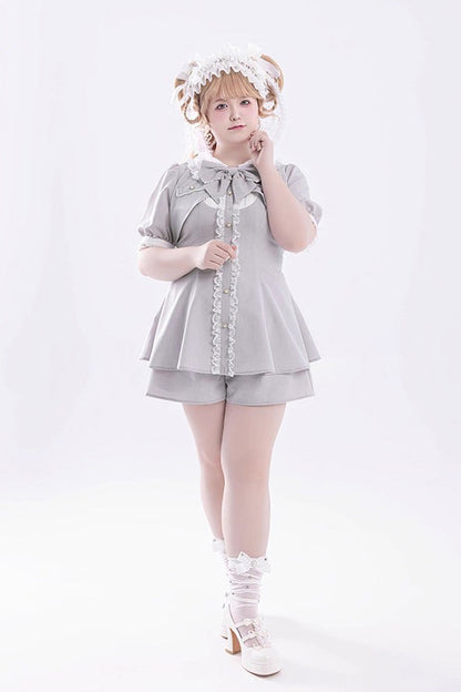 Sweet Lolita Dress - Ruffle Bowknot Fake Two, Gray, Bow Detail, Ruffled - additional product view 10