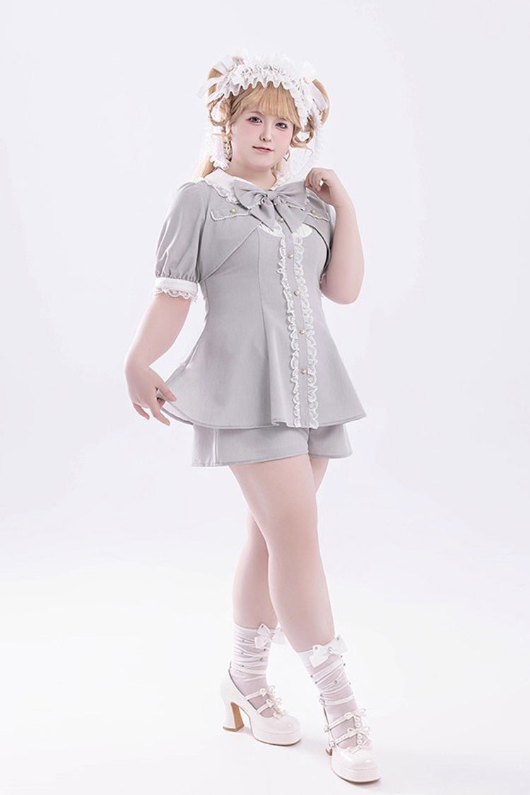 Sweet Lolita Dress - Ruffle Bowknot Fake Two, Gray, Bow Detail, Ruffled - additional product view 12