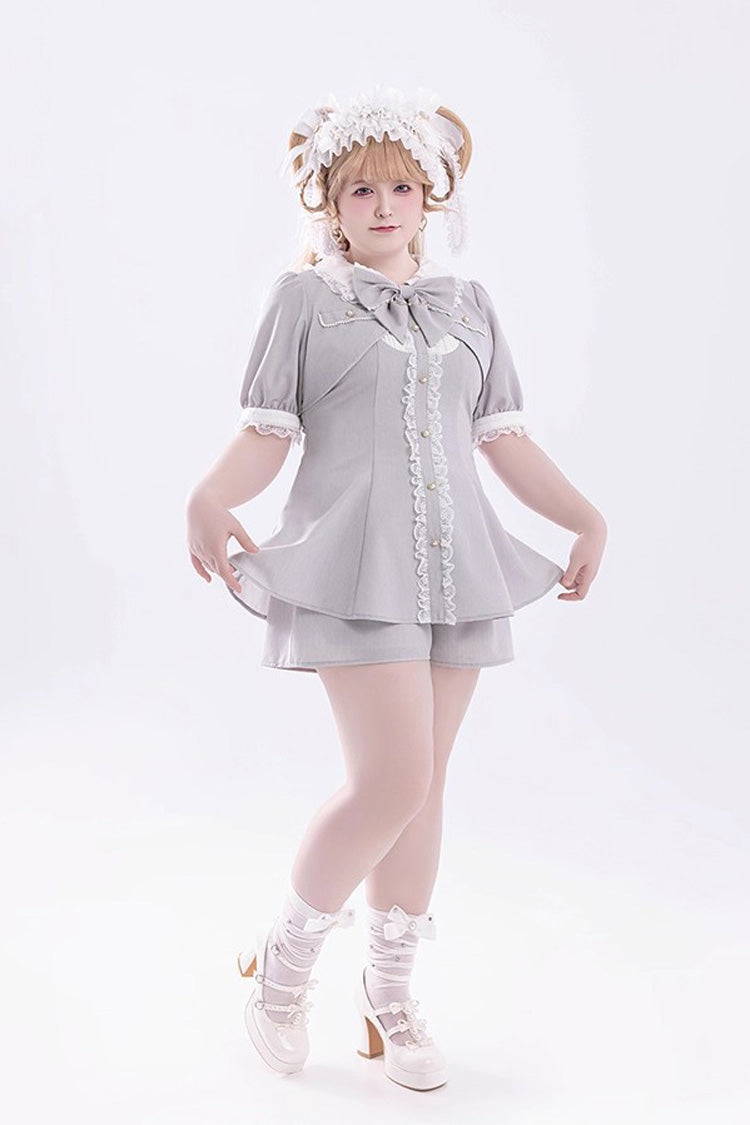 Sweet Lolita Dress - Ruffle Bowknot Fake Two, Gray, Bow Detail, Ruffled - additional product view 13