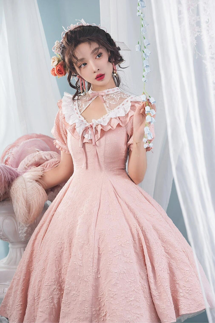 Sweet Lolita Dress - Ruffle Bowknot Princess, Pink, Bow Detail, Ruffled - additional product view 2