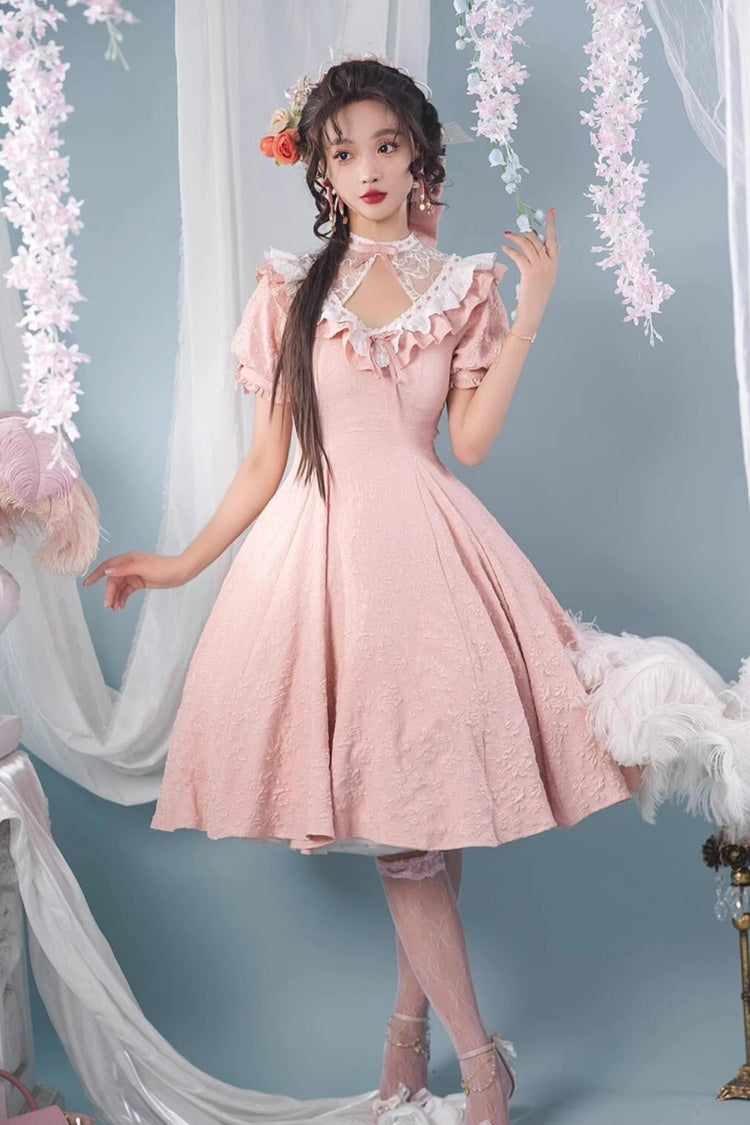 Sweet Lolita Dress - Ruffle Bowknot Princess, Pink, Bow Detail, Ruffled - additional product view 3