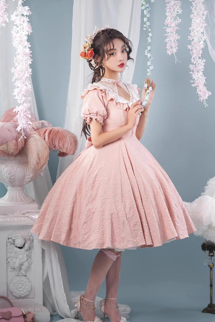 Sweet Lolita Dress - Ruffle Bowknot Princess, Pink, Bow Detail, Ruffled - additional product view 6