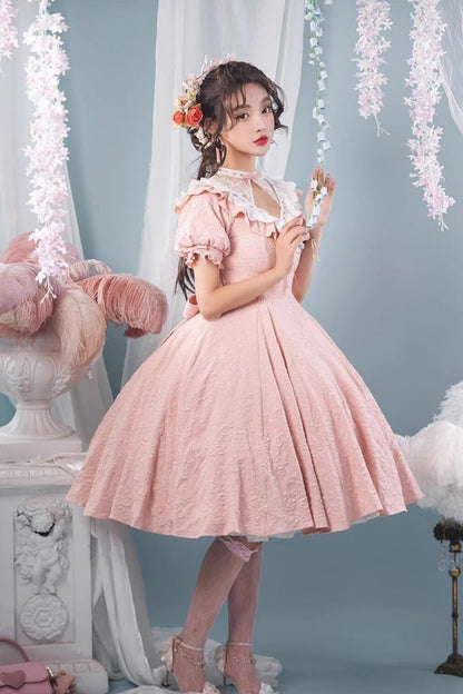 Sweet Lolita Dress - Ruffle Bowknot Princess, Pink, Bow Detail, Ruffled - additional product view 6