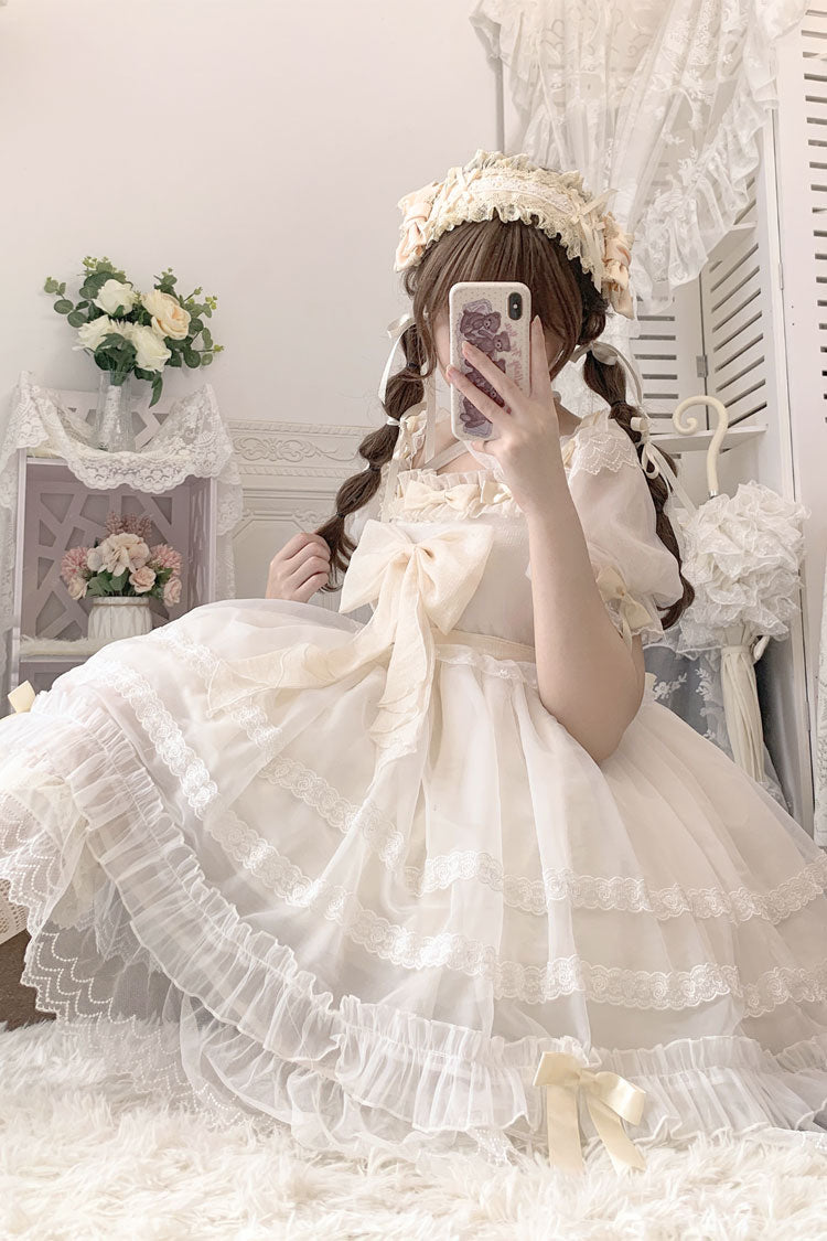 Sweet Lolita Dress - Ruffle Hanayome Bowknot Lace, Ivory, Lace Trim, Ruffled, Bow Detail - additional product view 2