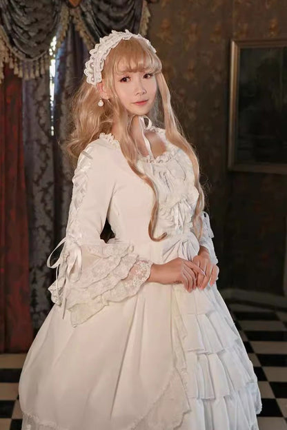 Sweet Lolita Dress - Ruffle Hanayome Cardigan Bowknot, White, Lace Trim, Ruffled - additional product view 3