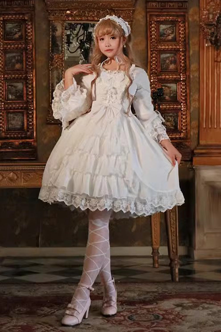 Sweet Lolita Dress - Ruffle Hanayome Cardigan Bowknot, White, Lace Trim, Ruffled - main product image