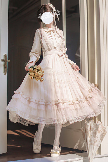 Sweet Lolita Dress - Ruffle Lace Japanese Elegant, Ivory, Ruffled, Lace Trim - additional product view 2