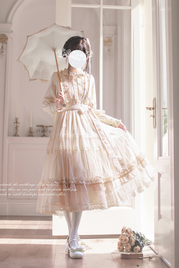 Sweet Lolita Dress - Ruffle Lace Japanese Elegant, Ivory, Ruffled, Lace Trim - additional product view 3