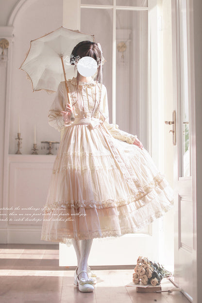 Sweet Lolita Dress - Ruffle Lace Japanese Elegant, Ivory, Ruffled, Lace Trim - additional product view 3