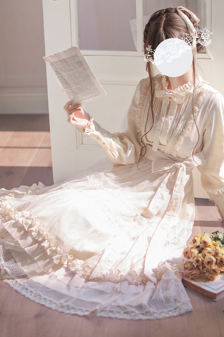 Sweet Lolita Dress - Ruffle Lace Japanese Elegant, Ivory, Ruffled, Lace Trim - additional product view 8