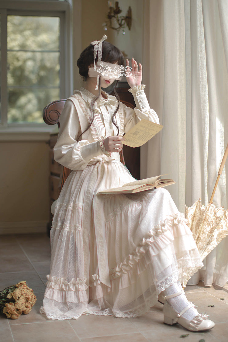 Sweet Lolita Dress - Ruffle Lace Japanese Elegant, Ivory, Ruffled, Lace Trim - additional product view 11
