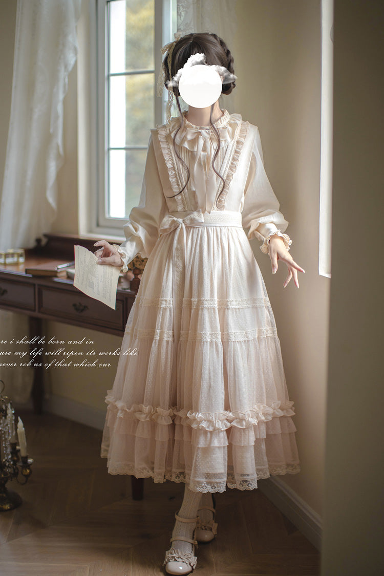 Sweet Lolita Dress - Ruffle Lace Japanese Elegant, Ivory, Ruffled, Lace Trim - additional product view 12