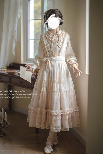 Sweet Lolita Dress - Ruffle Lace Japanese Elegant, Ivory, Ruffled, Lace Trim - additional product view 12
