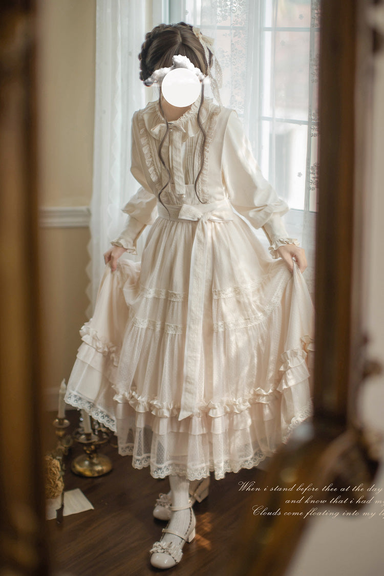 Sweet Lolita Dress - Ruffle Lace Japanese Elegant, Ivory, Ruffled, Lace Trim - additional product view 13