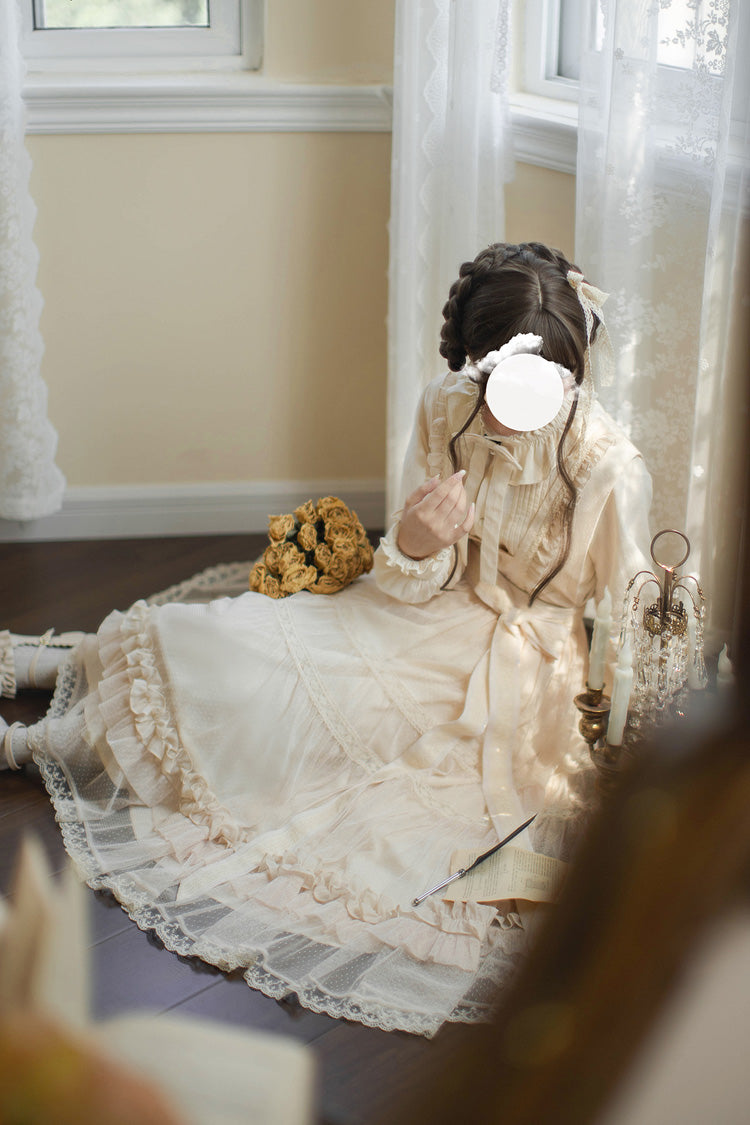 Sweet Lolita Dress - Ruffle Lace Japanese Elegant, Ivory, Ruffled, Lace Trim - additional product view 14
