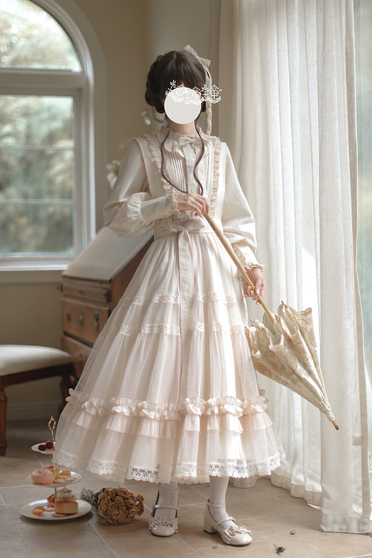 Sweet Lolita Dress - Ruffle Lace Japanese Elegant, Ivory, Ruffled, Lace Trim - additional product view 16