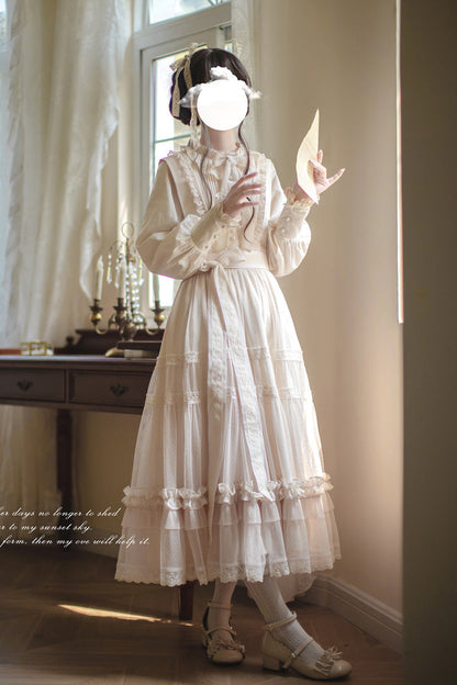 Sweet Lolita Dress - Ruffle Lace Japanese Elegant, Ivory, Ruffled, Lace Trim - additional product view 17