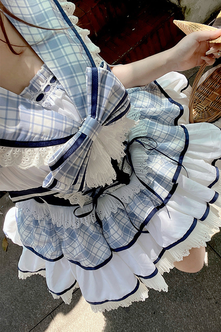 Sweet Lolita Dress - Sailing Love, 2 Colors, Plaid, Ruffled, Printed - additional product view 17