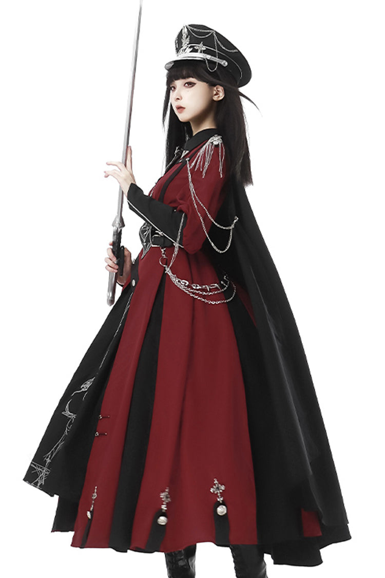Sweet Lolita Dress - Scarlet Night Knight, 2 Colors, Bow Detail, Printed, Long Sleeves - additional product view 10
